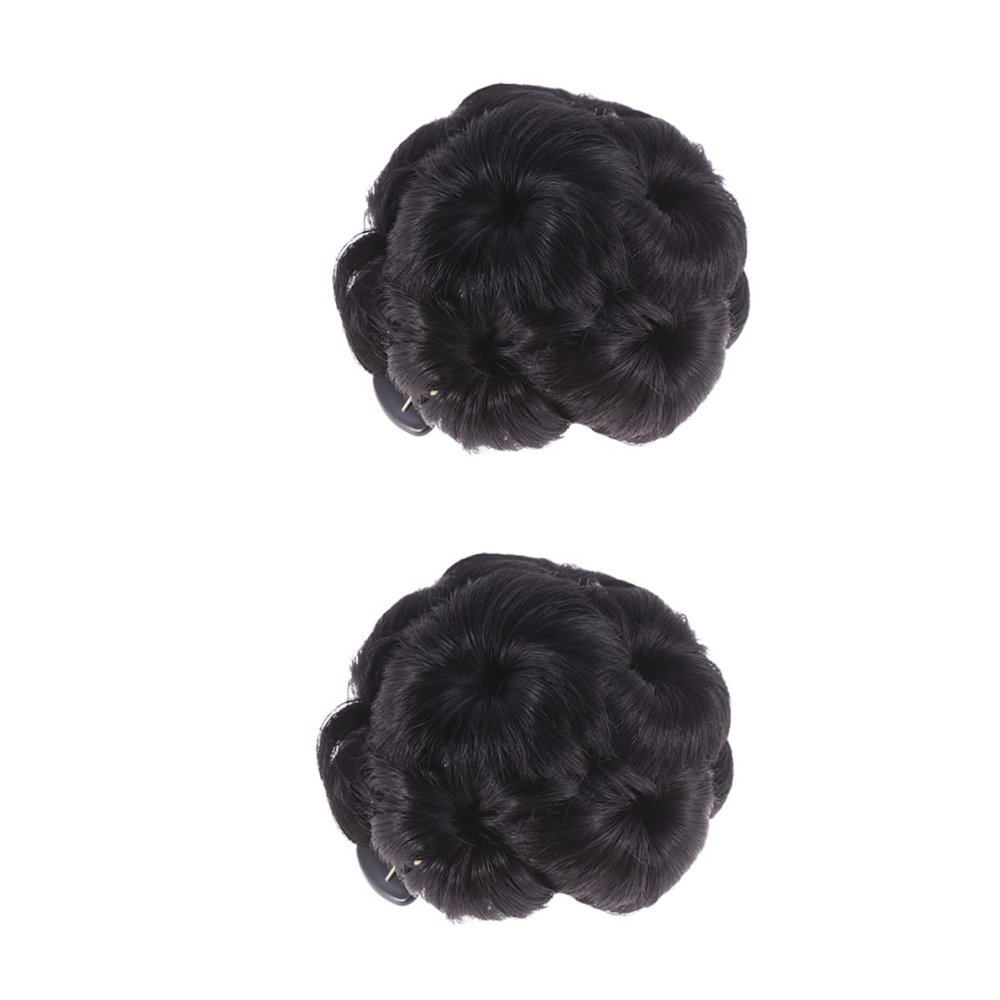 ERINGOGO 2pcs Flower Ponytail Holders Curly Hair Extensions Clip in Ponytail for Black Women