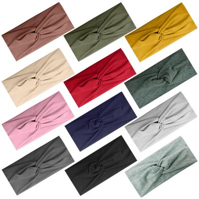 IMYORT 12 Pcs Wide Stretchy Headbands For Women Twist Knotted Headband Set Head Bands For Womens Hair Band Soft Workout Yoga Accessories