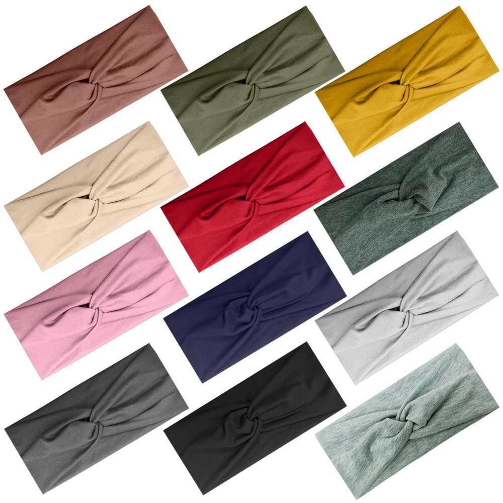 IMYORT 12 Pcs Wide Stretchy Headbands For Women Twist Knotted Headband Set Head Bands For Womens Hair Band Soft Workout Yoga Accessories