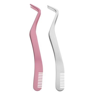 EPIGEIST Stainless Steel Eyelash Extension Tweezers 2pcs Comb Ergonomic Lash Applicator Tool for Makeup Professional Female Beauty Accessory