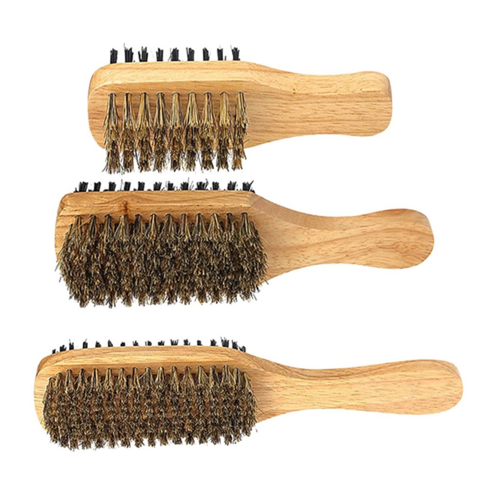 HAPINARY Dual-Sided Beard Brush for Men 3pcs Nylon Hair Styling Tool with Boar Bristles for Grooming and Trimming for Barbers and Home Use