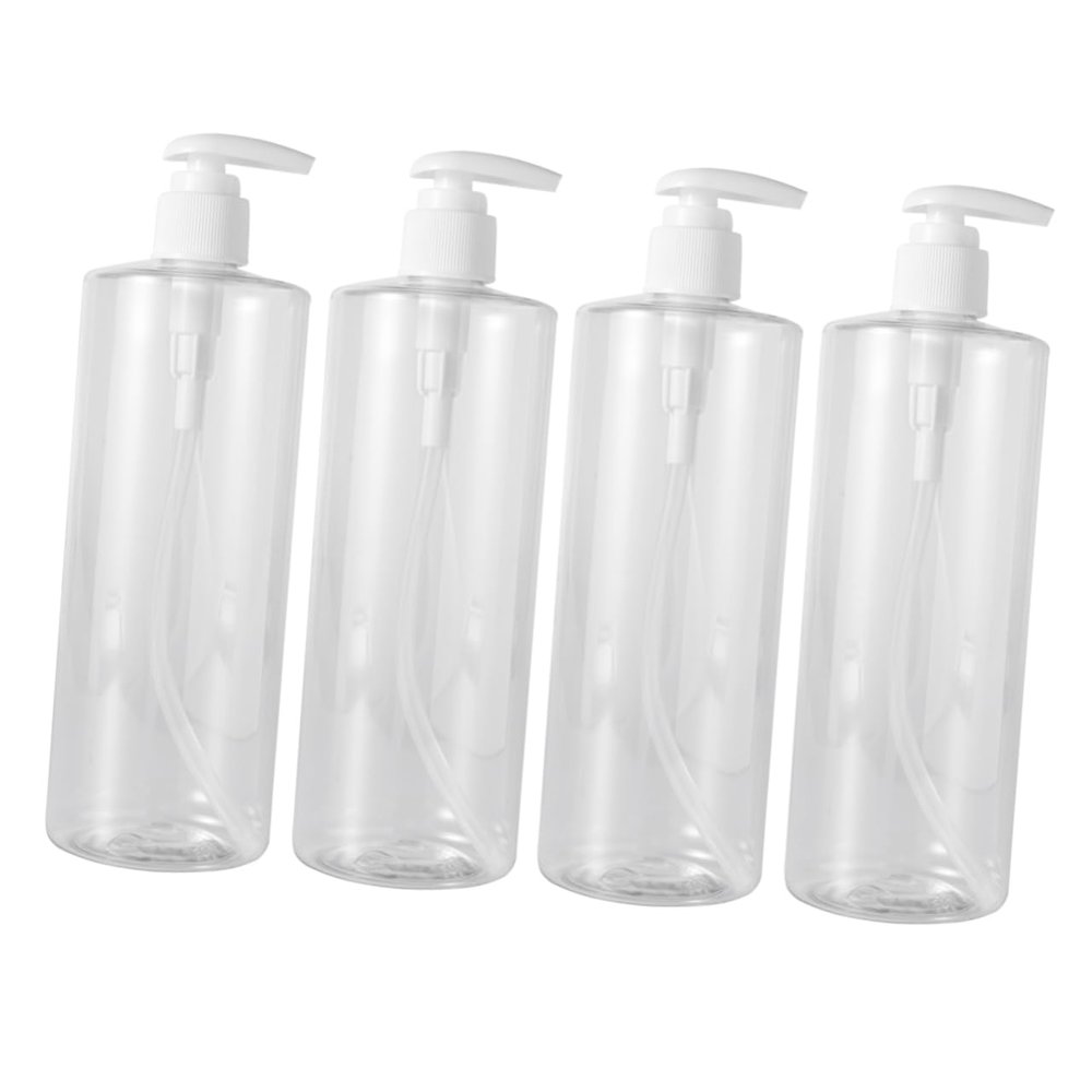 FRCOLOR 500ml Empty Lotion Bottles Set of 4 Refillable Plastic Soap Containers Random Pump Head for Home and Travel