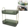 2 Tier Makeup Shelf Organizer, Double Layer Makeup Stand for Brushes Eyeshadow, Large Capacity Cosmetic Organizer, with Multi Tier Design (Green) view 3