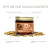 Sweet Orange Tallow Sunscreen SPF 50  Grass-Fed Beef Tallow Balm with Carrot Seed Oil & Non-Nano Zinc  Organic Face & Body Moisturizer, Reef Safe, Naturally Scented  2.5oz x3, Made in USA view 3