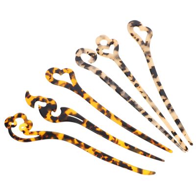 CTIRCHIU 6-Piece Retro Chinese Hair Sticks Set Tortoise Shell Design for Long Hair Buns and Updos Women Accessories Random Color
