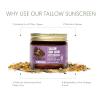 Lavender Tallow Sunscreen SPF 50  Grass-Fed Beef Tallow Balm with Carrot Seed Oil & Non-Nano Zinc  Organic Face & Body Moisturizer, Reef Safe, Naturally Scented  2.5oz x 3, Made in USA view 3