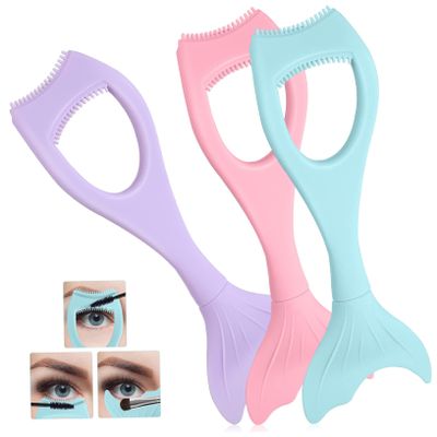 AUTSUPPL 3pcs Silicone Mermaid Mascara Applicator for Eye Makeup Reusable Eye Lash Protector Tool Suitable for Shapes