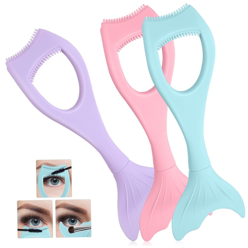 AUTSUPPL 3pcs Silicone Mermaid Mascara Applicator for Eye Makeup Reusable Eye Lash Protector Tool Suitable for Shapes