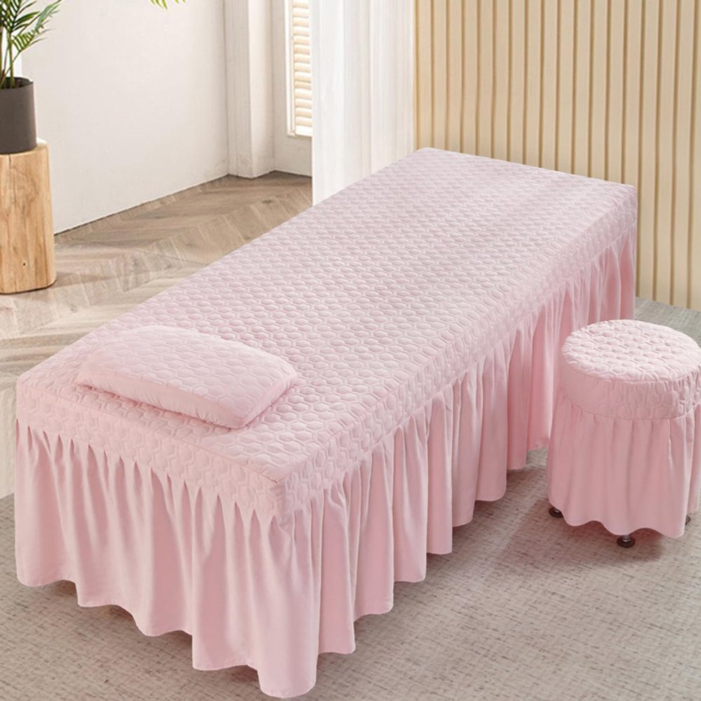 Pink/b,60 * 180cm(R),LDLCYCN Solid Color Massage Bed Skirt with Breathing Hole Massage Spa Bed Cover with Skirt Breathable Beauty Bedspread with Elastic Band All-Round Wrap Square Head Washable