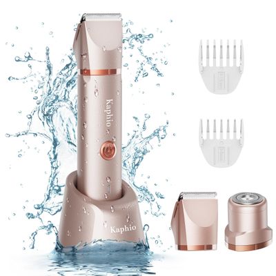 2 in 1 Electric Bikini Trimmer with 2 Replacement Head - IPX7 Waterproof Bikini Trimmer for Underarm Leg Arm Body