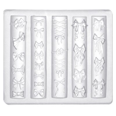 Bow Nail Charm Mold, 3D Silicone Transparent Bow Nail Mould Carving Template Stencil for Craft Project Women Fingertip Art Decoration