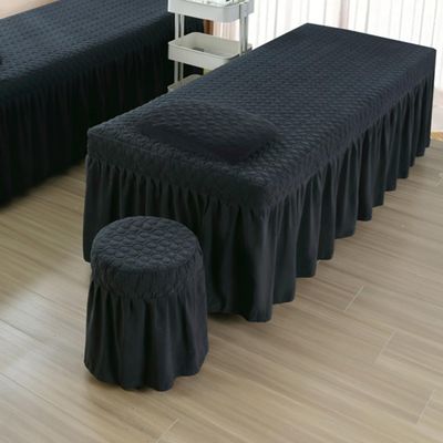 Black,70 * 185cm(S),LDLCYCN Solid Color Massage Bed Skirt with Breathing Hole Massage Spa Bed Cover with Skirt Breathable Beauty Bedspread with Elastic Band All-Round Wrap Square Head Washable