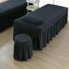 Black,70 * 185cm(S),LDLCYCN Solid Color Massage Bed Skirt with Breathing Hole Massage Spa Bed Cover with Skirt Breathable Beauty Bedspread with Elastic Band All-Round Wrap Square Head Washable view 1