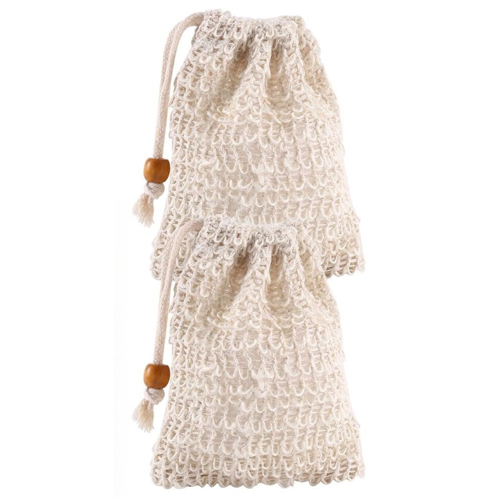 40 Pack Soap Exfoliating Bags, Soap Bags, Sisal Mesh Soap Bags with Drawstring for Bath and Shower