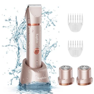 2 in 1 Electric Bikini Trimmer with Two Replacement Shaving Head - IPX7 Waterproof Bikini Trimmer for Underarm Leg Arm Body