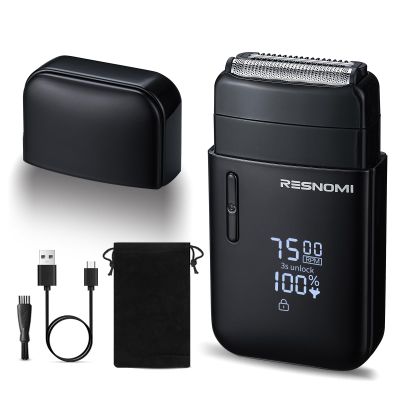 Electric Foil Shavers for Men, Electric Razor for Men Face - 2 Floating Blades, IPX7 Waterproof, 3 Adjustable Gears, LCD Display, Type-C Rechargeable,Wet/Dry Foil Shaver for Travel & Home, Matte Black