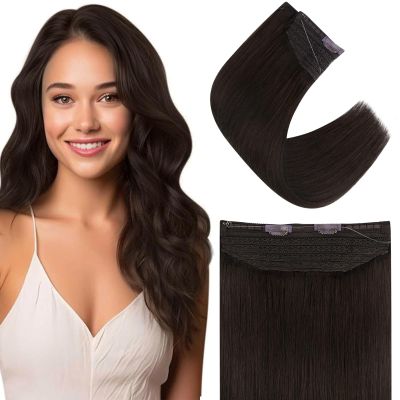 Bundle Easyouth Clip in Extensions Brown and Wire Hair Extensions Real Human Hair Dark Brown 16 Inch