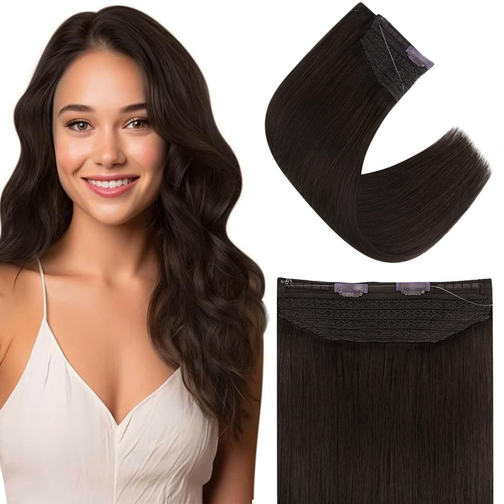 Bundle Easyouth Clip in Extensions Brown and Wire Hair Extensions Real Human Hair Dark Brown 16 Inch
