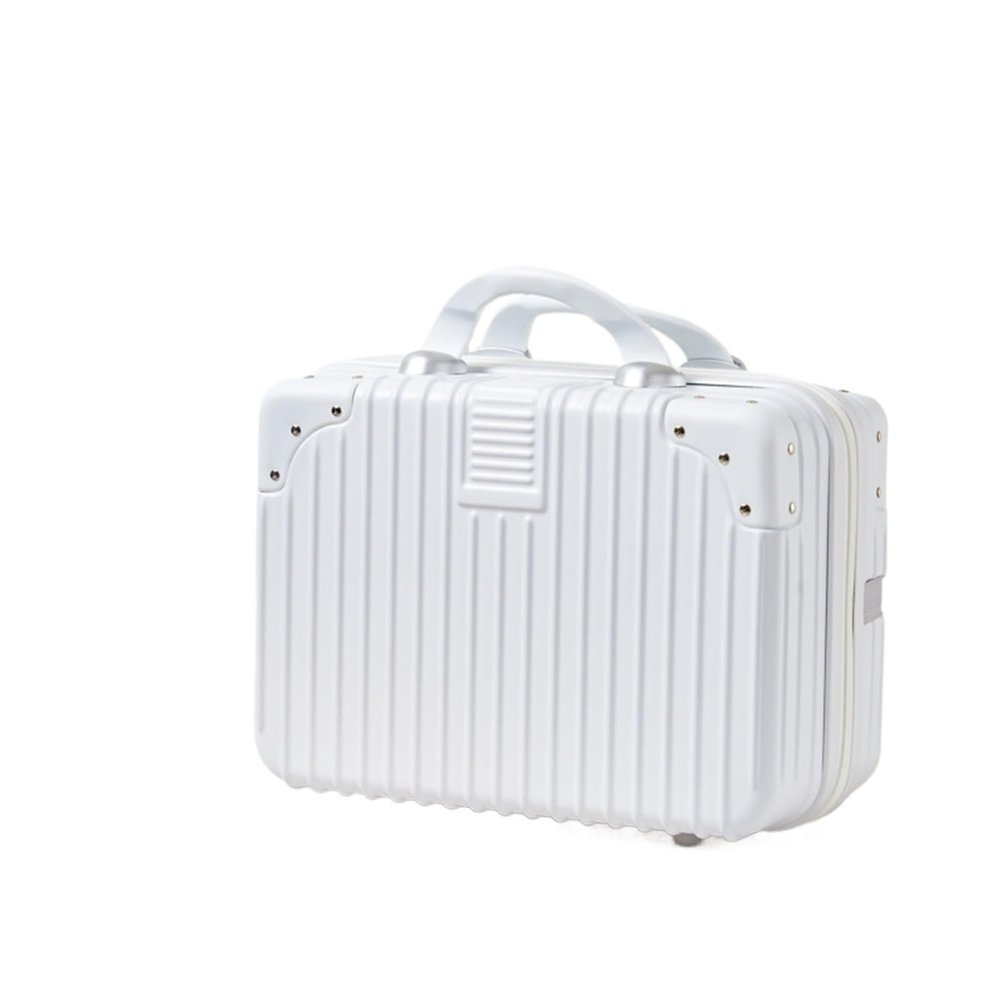 Makeup Train Case Portable Cosmetic Box, Combination Suitcase, Small Lockable Vanity Case, Large Capacity Hand Luggage, Medicine Safe Case(White,16in)