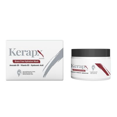 Kerapx Brass-Free Hydration Hair Mask  Deep Moisture & Repair Treatment for Dry, Damaged, Frizzy or Color-Treated Hair  Softness, Shine & Strengthening 4.76 fl oz