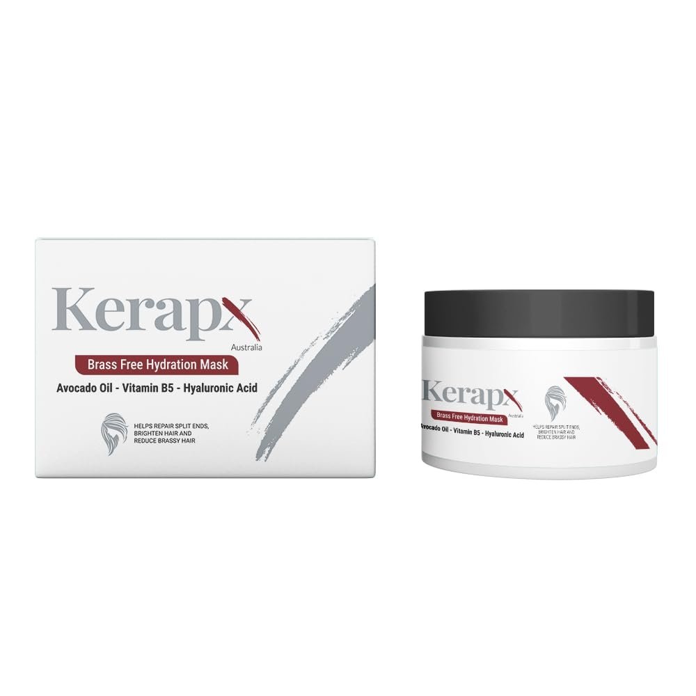 Kerapx Brass-Free Hydration Hair Mask  Deep Moisture & Repair Treatment for Dry, Damaged, Frizzy or Color-Treated Hair  Softness, Shine & Strengthening 4.76 fl oz