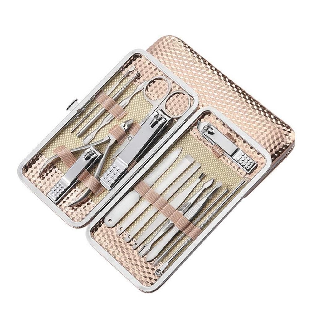 16-Piece Nail Clippers & Pedicure Set, Professional Manicure Grooming Kit for Travel with Case