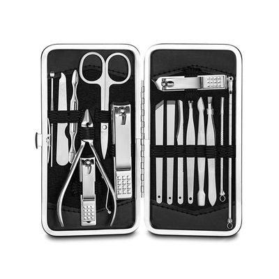16-Piece Stainless Steel Manicure & Pedicure Set, Nail Clippers Grooming Kit with PU Leather Case