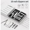 16-Piece Stainless Steel Manicure & Pedicure Set, Nail Clippers Grooming Kit with PU Leather Case view 3