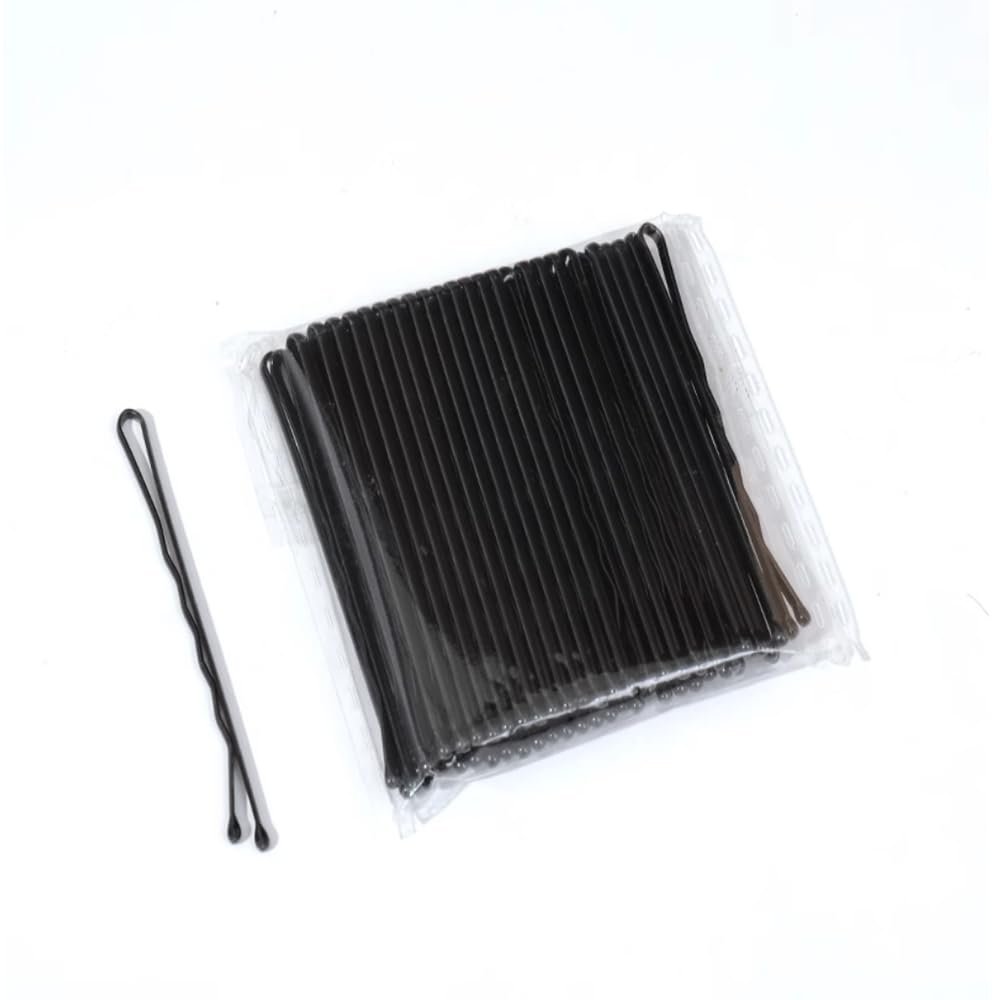 100PCS 2.2 Inch Black Bobby Pins U Shape Hairpin For Women Bobby Hair Metal Curved Hair Clip Invisible Wave Hairgrip for Women Wedding Hairstyles Buns Long Straight Curly Hair All Hair