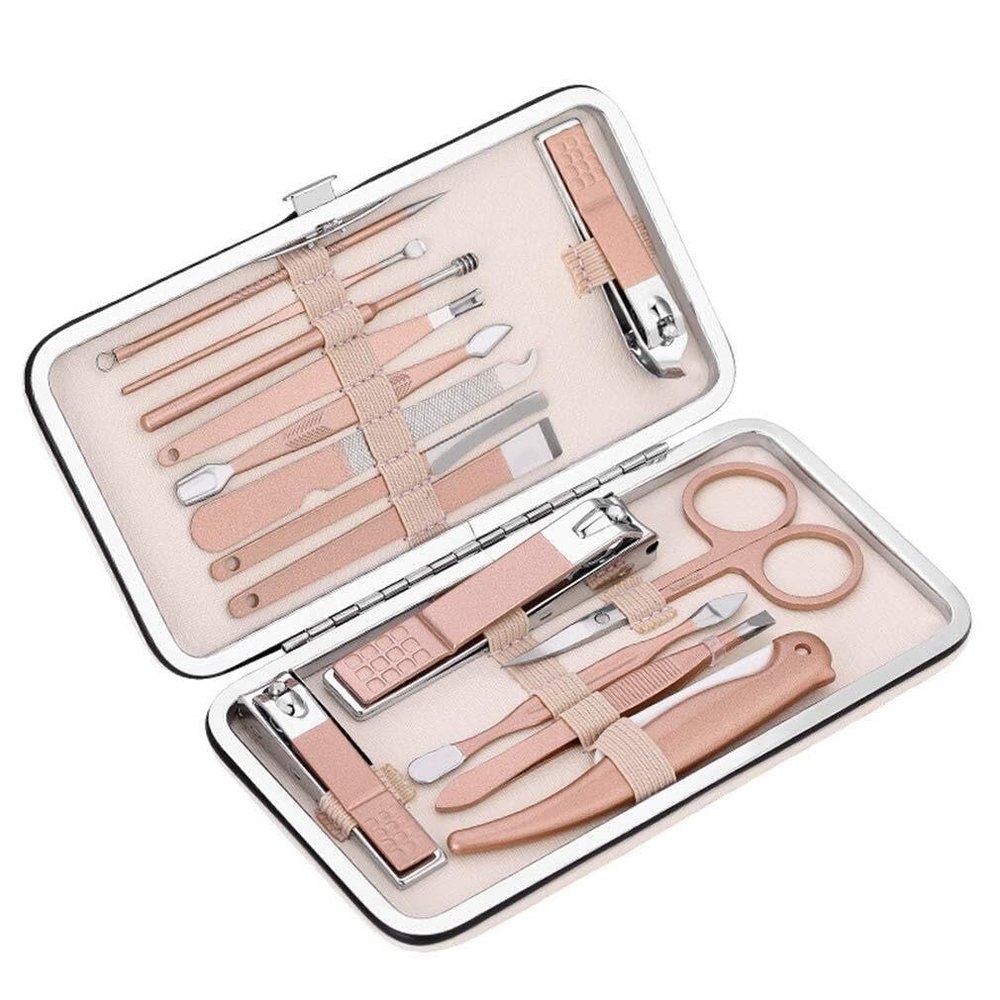 15-Piece Professional Manicure Set, Stainless Steel Nail Clippers & Pedicure Kit with Travel Case