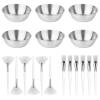 18pcs Esthetician Facial Supplies Set, Including 6 Gold Stainless Steel Bowls, 6 Fan Brushes & 6 Flat Brushes Face Mask Applicator Facial Mask Mixing Bowl Set Essential Tool for Women Spa (Silver) view 1