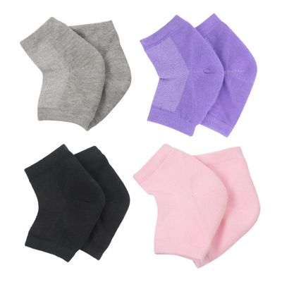 Beavorty 4pairs Dry Heel Protection Socks Gel Comfortable Soft Ankle Socks for Men Women Grey
