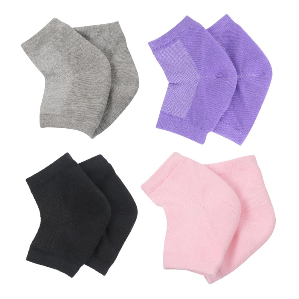 Beavorty 4pairs Dry Heel Protection Socks Gel Comfortable Soft Ankle Socks for Men Women Grey
