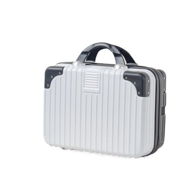 Makeup Train Case Portable Cosmetic Box, Combination Suitcase, Small Lockable Vanity Case, Large Capacity Hand Luggage, Medicine Safe Case(Black+White,16in)