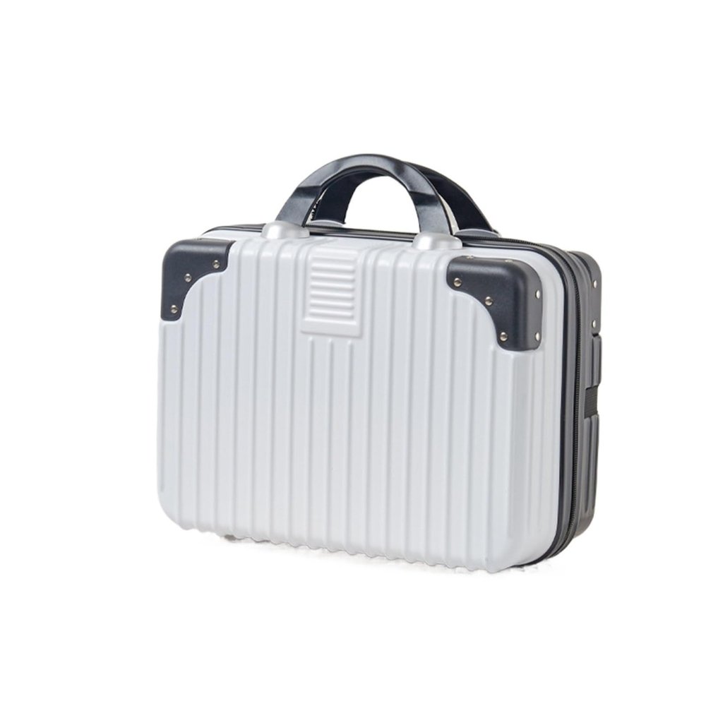 Makeup Train Case Portable Cosmetic Box, Combination Suitcase, Small Lockable Vanity Case, Large Capacity Hand Luggage, Medicine Safe Case(Black+White,16in)