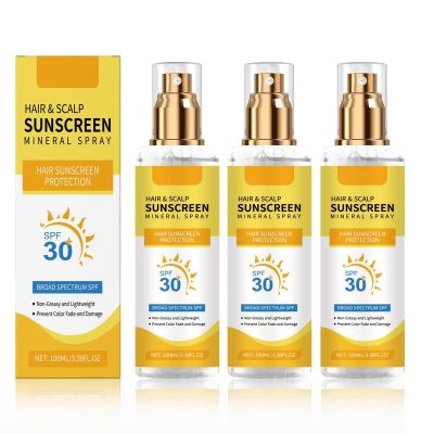Hair & Scalp Sunscreen Spray SPF 30 | Broad Spectrum UV Blocker for Color-Treated Hair, Weightless Non-Greasy Formula with Coconut Oil, Prevents Color Fade & Dryness, Beach & Pool Essential (3)