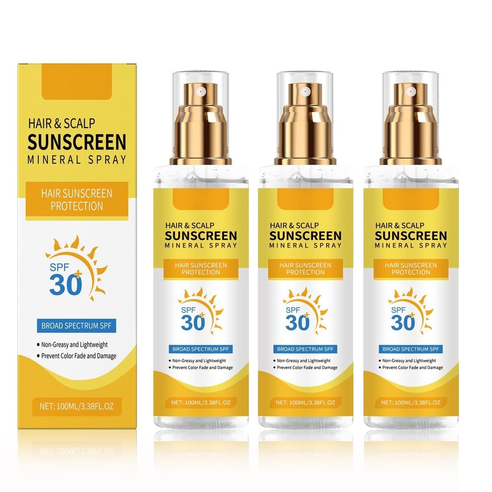 Hair & Scalp Sunscreen Spray SPF 30 | Broad Spectrum UV Blocker for Color-Treated Hair, Weightless Non-Greasy Formula with Coconut Oil, Prevents Color Fade & Dryness, Beach & Pool Essential (3)