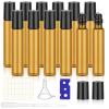 12 Pack Amber Roller Bottles for Essential Oils, 10ml Glass Roll On Bottles for Travel and Lip Gloss, Empty Perfume Roller Ball Applicator Bottle With Lid, Dropper, Funnel, Opener, Labels view 1