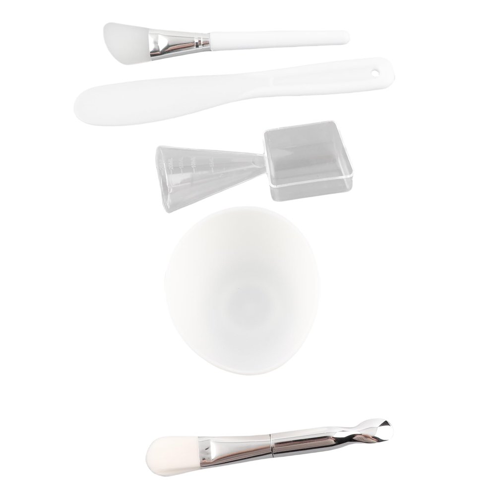 Akozon DIY Tool Set - Silicone Brush, Soft Brush, Mixing Bowl, Spatula & Measuring Cup for Masks & Skincare