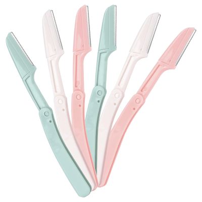 Dermaplane Razor for Women Face,Stocking Stuffers 6 pack Folding Eyebrow Razor Facial Hair Removal for Women and Men Travel,Dermaplaning Beauty Tool
