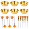 18pcs Esthetician Facial Supplies Set, Including 6 Gold Stainless Steel Bowls, 6 Fan Brushes & 6 Flat Brushes Face Mask Applicator Facial Mask Mixing Bowl Set Essential Tool for Women Spa (Gold) view 1