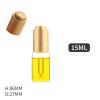 10/15/20/25/30ML Transparent Glass Dropper Bottles with Electroplate Frosted Gold Convex Steps Press Cap with Threaded 20/410 for Essential Oils, Leak Proof Travel Bottles, Set of 12 (15ml) view 3