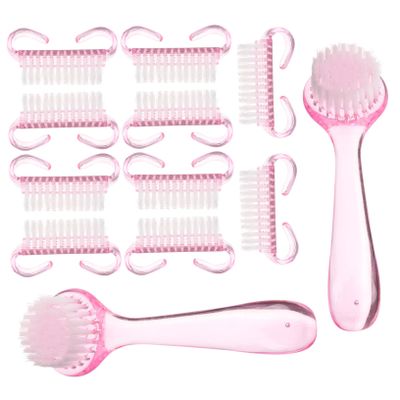 ARTSEWPLY Nail Cleaning Brush Set 3-Piece Handle Grip Nail Dust Scrubber Kit for Fingernails Designed for Manicure Enthusiasts and Home Use Random Color