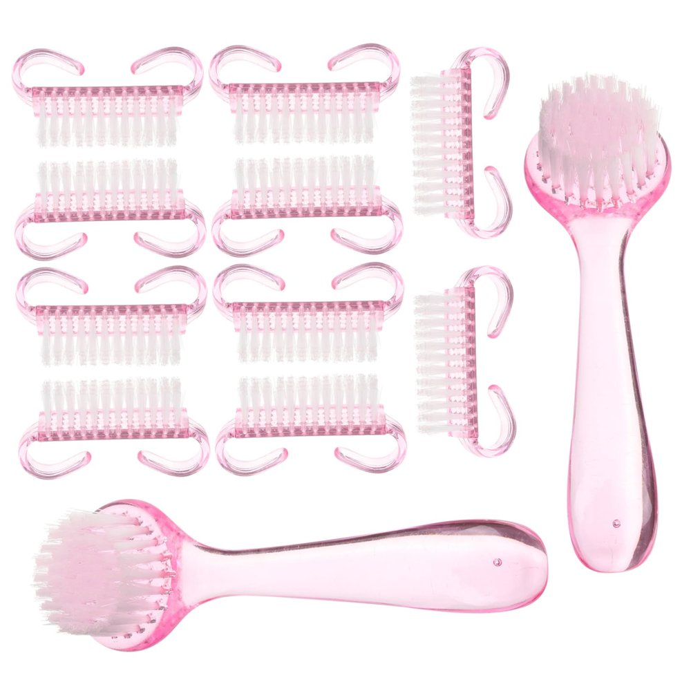 ARTSEWPLY Nail Cleaning Brush Set 3-Piece Handle Grip Nail Dust Scrubber Kit for Fingernails Designed for Manicure Enthusiasts and Home Use Random Color