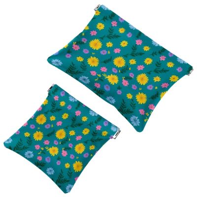 2Pcs Aesthetic Flower-686 Pocket Cosmetic Bag for Purses, Waterproof Makeup Bag Cosmetic Pouch, Portable No Zipper Makeup Bag