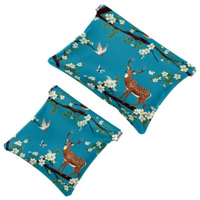 2Pcs Aesthetic Flower-719 Pocket Cosmetic Bag for Purses, Waterproof Makeup Bag Cosmetic Pouch, Portable No Zipper Makeup Bag