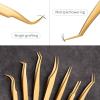 7PCS Eyelash Extension Tweezers Extension Supplies Gold Precision Tongs Nail Art Makeup Tool Set view 4