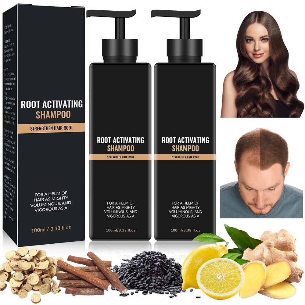 2Pcs Root Activator Shampoo - Hair Growth Root Activator Shampoo for Men and Women - Natural Formula for Hair Loss and Thinning Hair