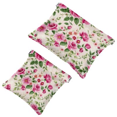 2Pcs Art Flower-773 Pocket Cosmetic Bag for Purses, Waterproof Makeup Bag Cosmetic Pouch, Portable No Zipper Makeup Bag