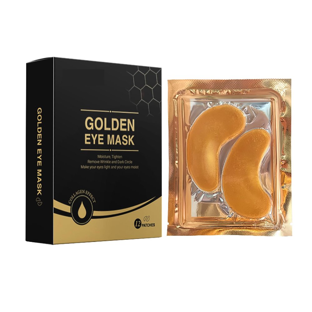 12 Pack Under Eye Patches for Puffy Eyes Treatment, Black Box Gold Eye Mask  Fades Dark Circles and Puffiness, Relieves Stress, Reduces Wrinkles, and Restores Skin Vitality & Freshness.